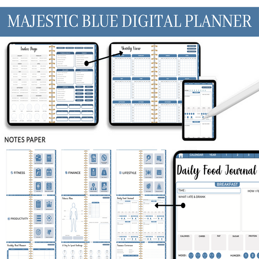 Majestic Blue Digital Planner, Goodnotes Planner, iPad Planner, Notability Planner, Dated Digital Planner, 2024 2025 Undated Planner 💙✨