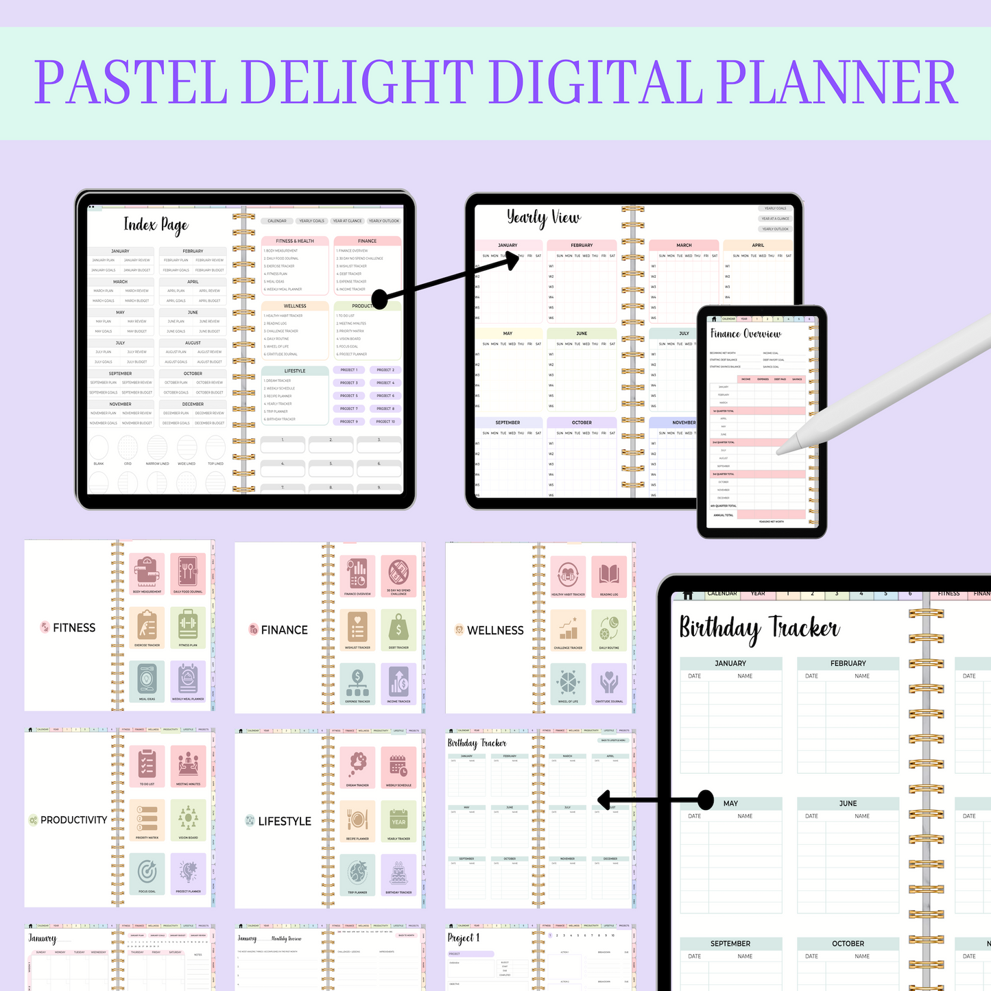 Pastel Delight Digital Planner, Goodnotes Planner, iPad Planner, Notability Planner, Dated Digital Planner, 2024 2025 Undated Planner 🌸✨