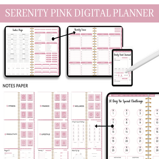 Serenity Pink Digital Planner, Goodnotes Planner, iPad Planner, Notability Planner, Dated Digital Planner, 2024 2025 Undated Planner 🌸✨