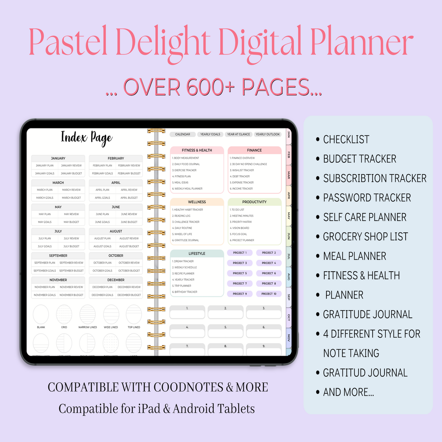 Pastel Delight Digital Planner, Goodnotes Planner, iPad Planner, Notability Planner, Dated Digital Planner, 2024 2025 Undated Planner 🌸✨