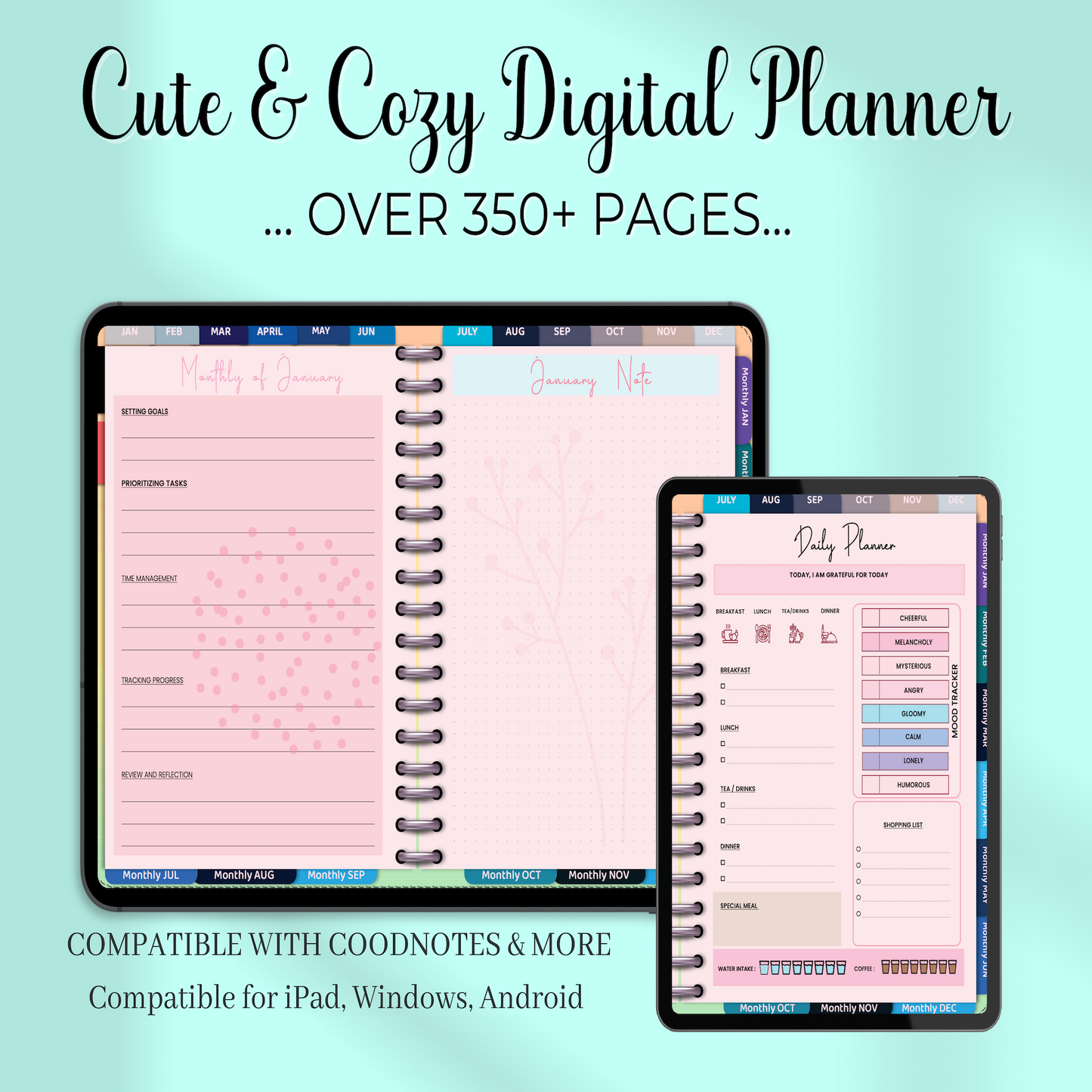 Cute & Cozy Digital Planner, Goodnotes Planner, iPad Planner, Notability Planner, Dated Digital Planner, 2024 2025 Undated Planner 🌸✨