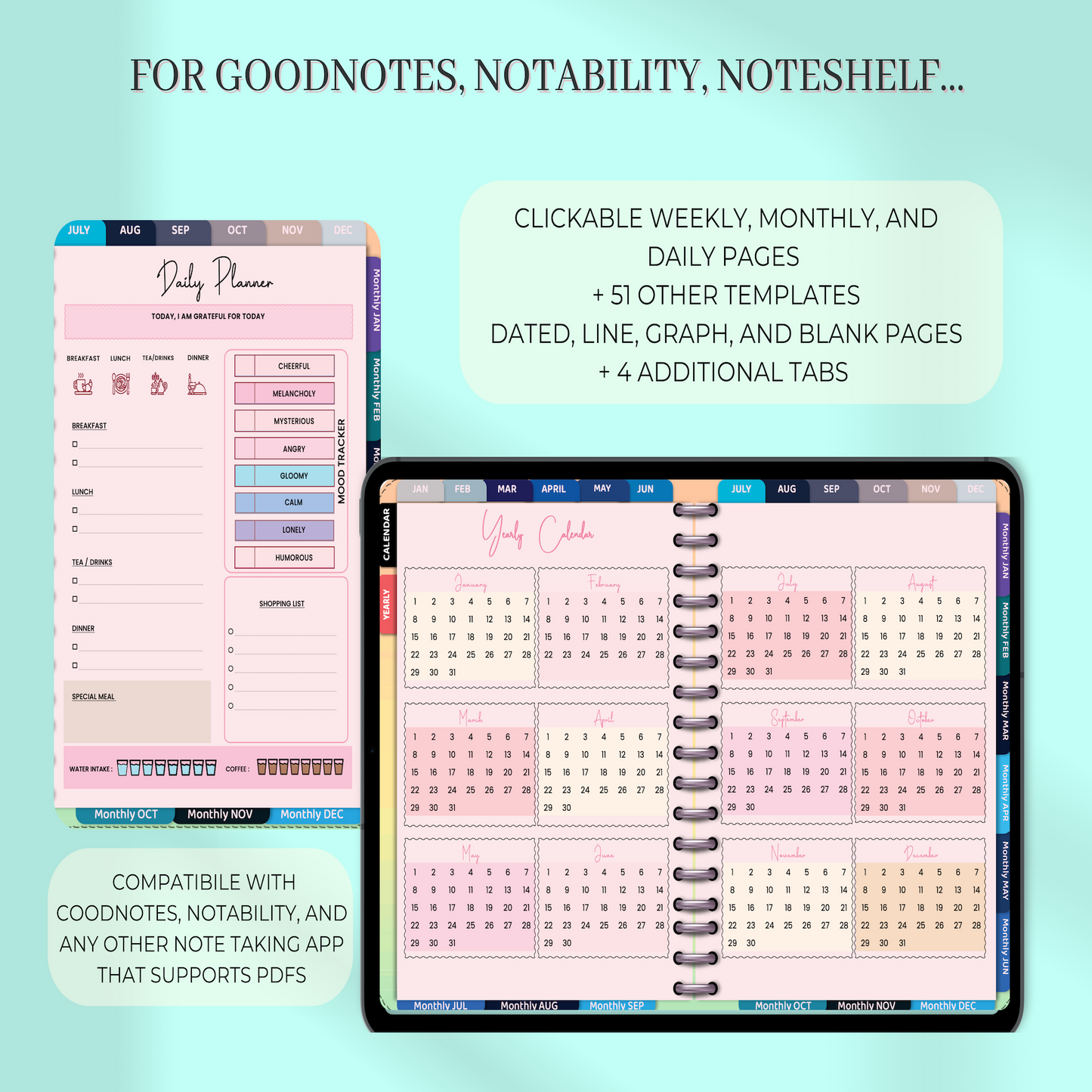 Cute & Cozy Digital Planner, Goodnotes Planner, iPad Planner, Notability Planner, Dated Digital Planner, 2024 2025 Undated Planner 🌸✨