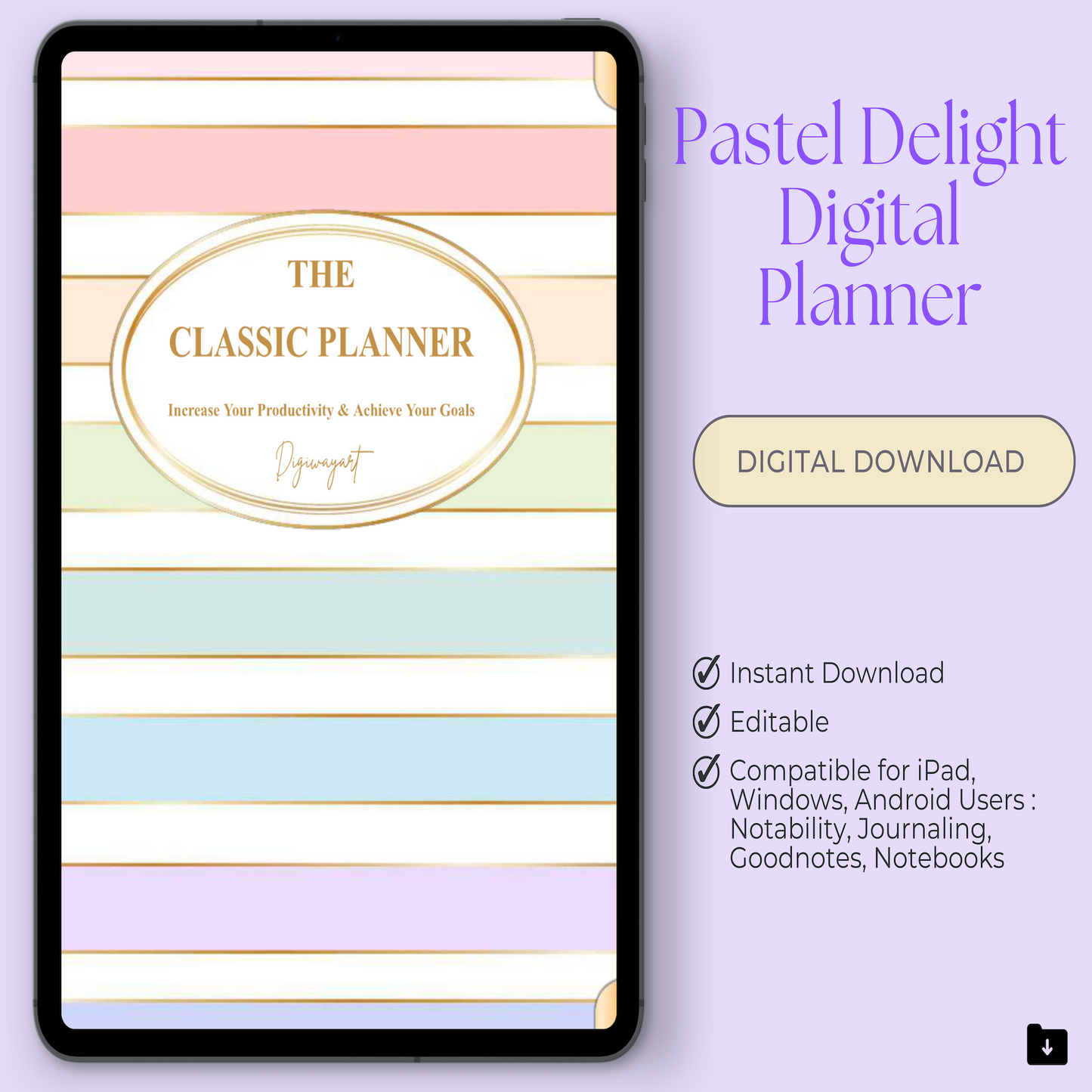 Pastel Delight Digital Planner, Goodnotes Planner, iPad Planner, Notability Planner, Dated Digital Planner, 2024 2025 Undated Planner 🌸✨