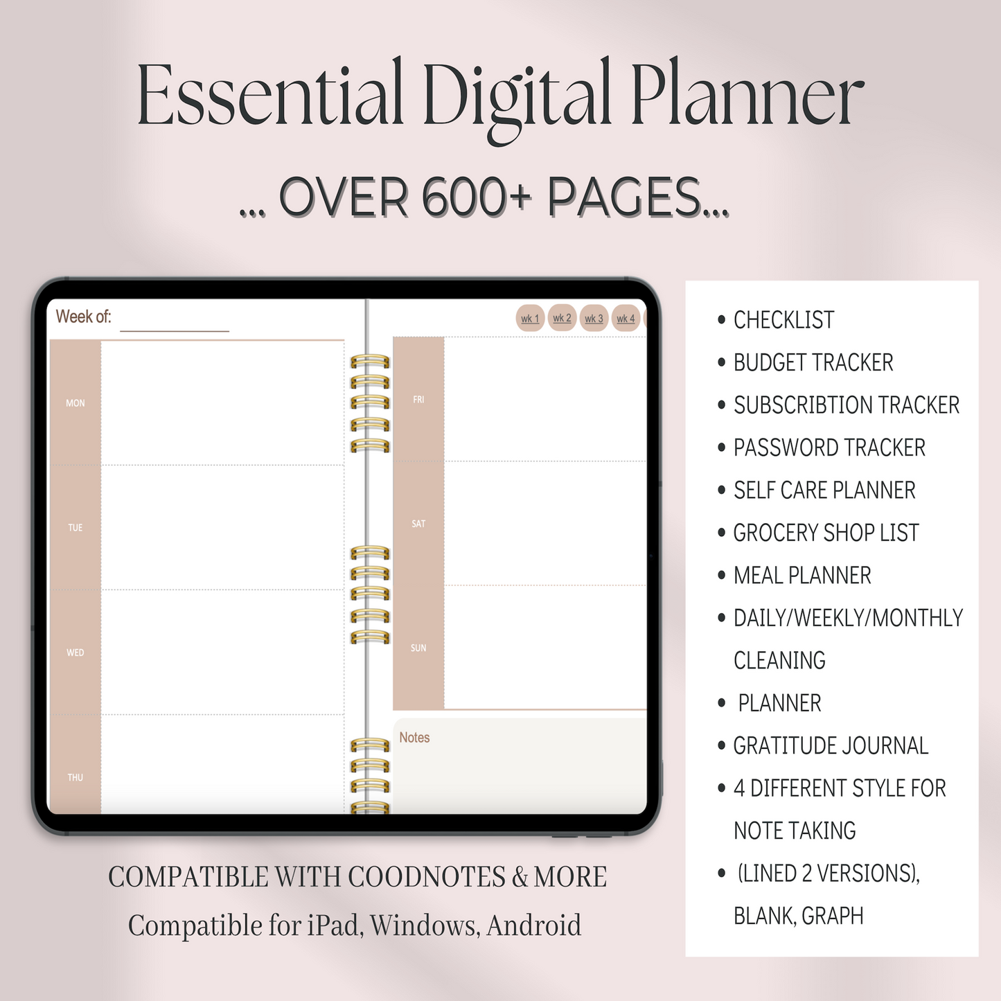 Digital Planner, Goodnotes Planner, iPad Planner, Notability Planner, Dated Digital Planner, 2024 2025 Undated Planner You will Receive A Email With Your File - My Store