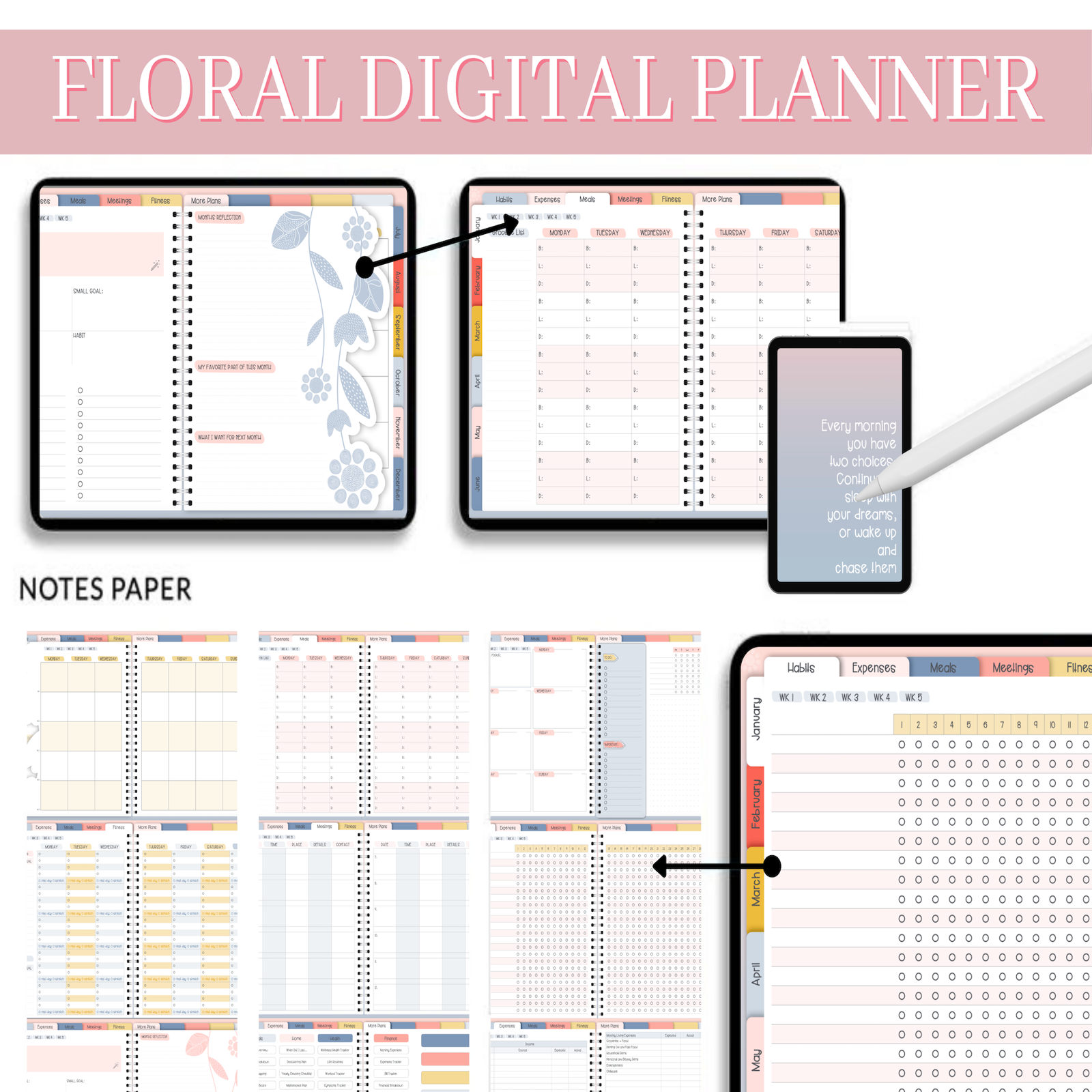 Floral Digital Planner 🌸✨ | Your Ultimate Tool for Productivity and Organization! You will Receive A Email With Your File - My Store