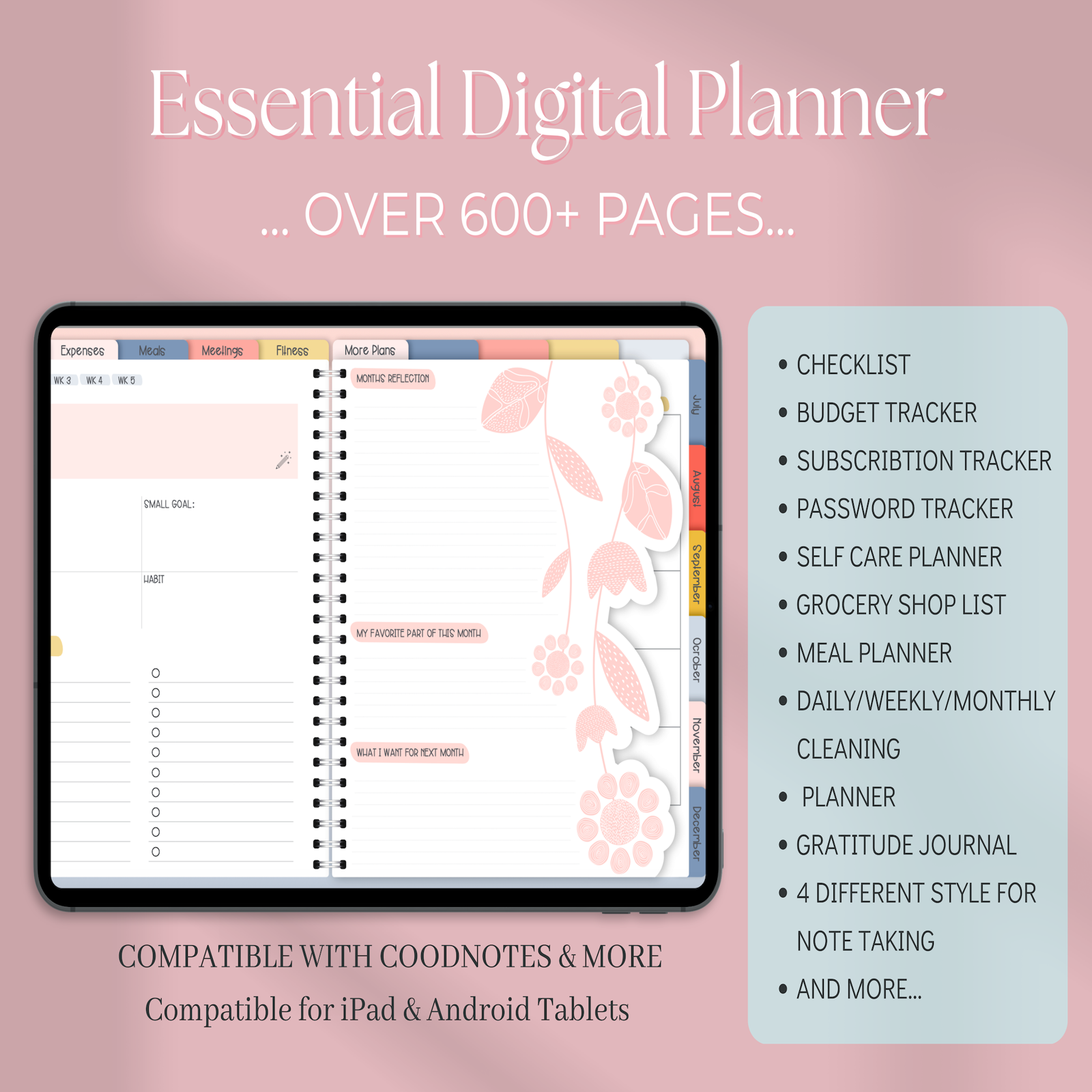 Floral Digital Planner 🌸✨ | Your Ultimate Tool for Productivity and Organization! You will Receive A Email With Your File - My Store