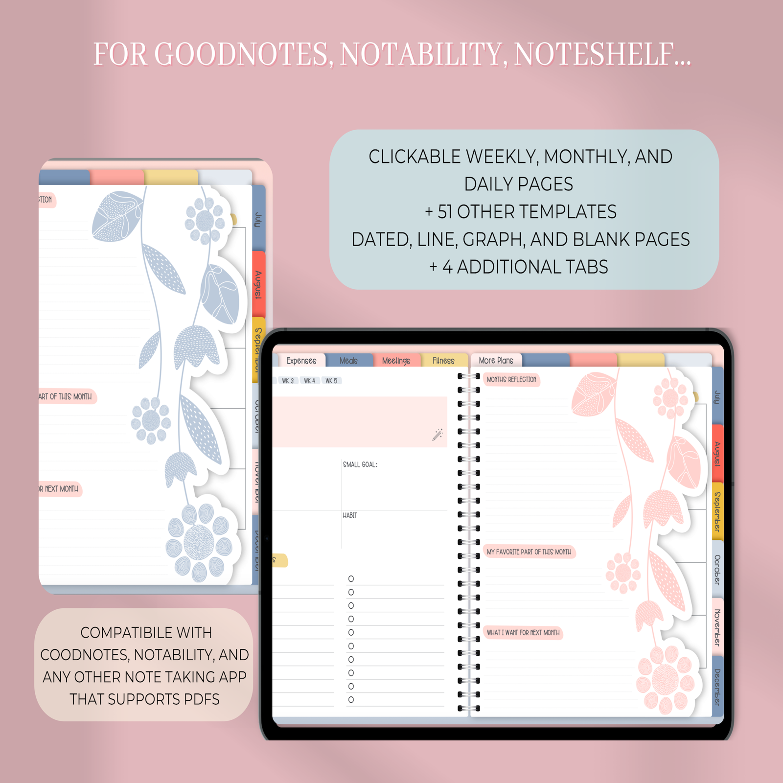 Floral Digital Planner 🌸✨ | Your Ultimate Tool for Productivity and Organization! You will Receive A Email With Your File - My Store